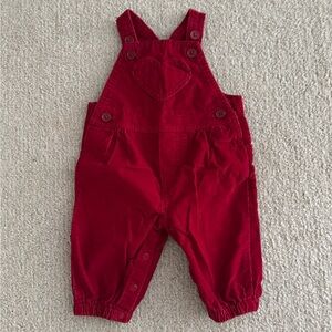 Carter's - Size 3M - Red Heart Overalls and Polka Dot Long Sleeve Tee Set